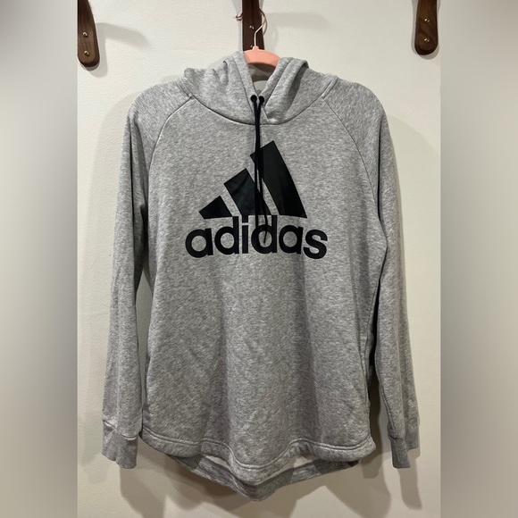 Adidas Women’s Training Hoodie Medium Gray Black Logo Size L - Picture 6 of 11